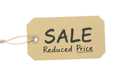 Sale tag with reduced price, promotion