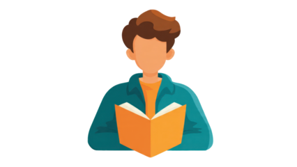 Young Man Reading Book Illustration