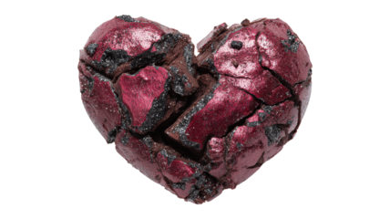 Broken heart chocolate isolated on a white background