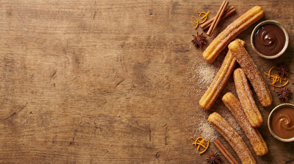 Crispy Churros with Cinnamon Sugar and Chocolate Caramel Dipping Sauces