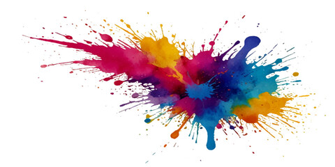 abstract rainbow creative horizontal banner from paint splashes. Bright colorful watercolor splash splatter stain brush strokes on white background. Modern vibrant aquarelle spot. Rainbow trendy