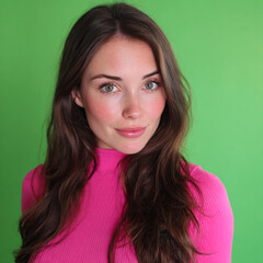 Influencer Woman Taking Selfie in Natural Light on Green Screen