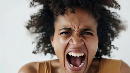 Woman expresses strong emotion in indoor setting during daytime, highlighting raw feelings of frustration and intensity