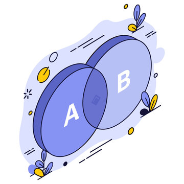 Colorful abstract venn diagram with intersecting blue circles