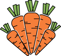 A group of fresh orange carrots isolated on white background