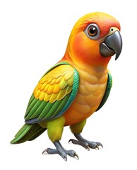 Fototapeta premium Vibrant orange and green parrot with distinctive beak