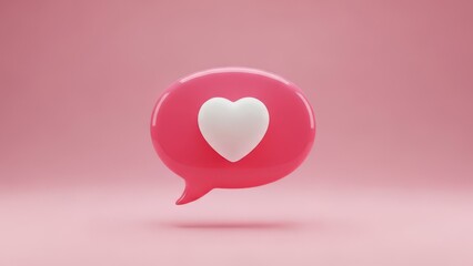 Sweet pink bubble showing a like notification icon