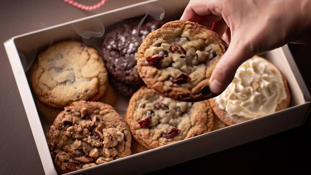 Assorted Gourmet Cookies in White Bakery Box