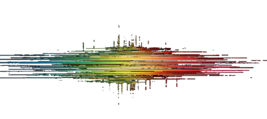Transparent PNG featuring TV signal distortion. Multicolored noise overlays glitch, broken pixel effects dominate the composition. Futuristic neon glitches, visually striking design. Cyber themes.