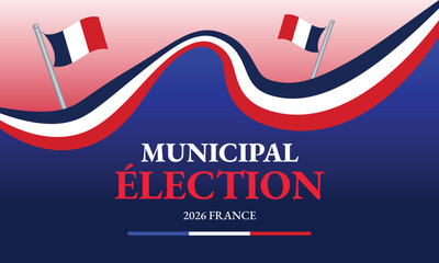 French Municipal Election Poster with Wave Tricolor Design
