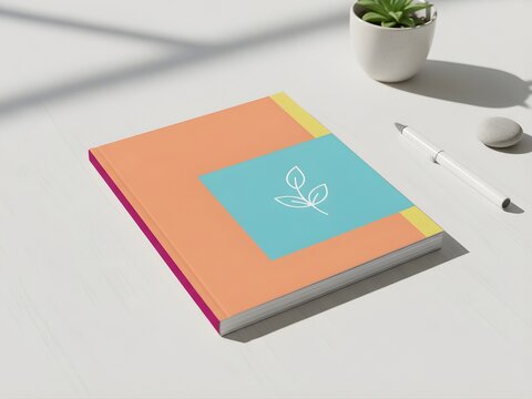 Minimalist Composition Notebook with Leaf Icon for Office and Education Purposes