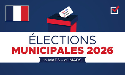 Bold French Municipal Elections 2026 Poster with Check box Icon