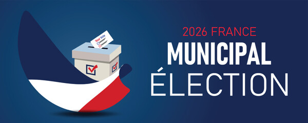French Municipal Election 2026 Banner with Dynamic Shapes