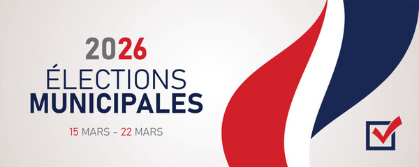 French Municipal Elections 2026 Poster with Flowing Ribbons