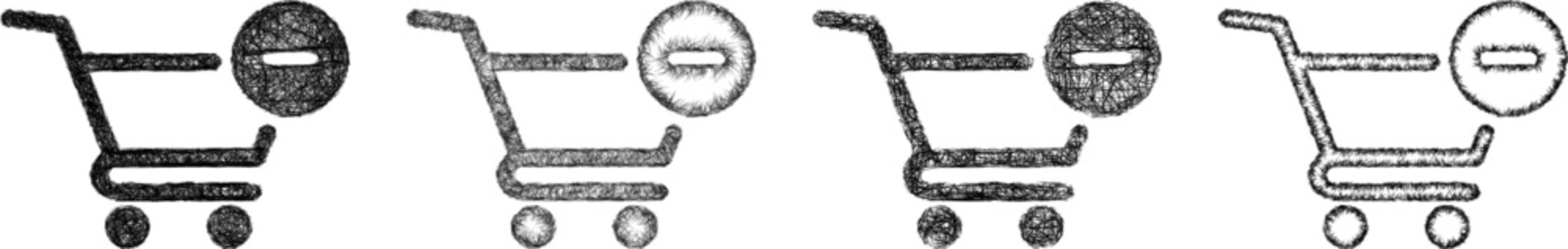 Sketch remove from cart icon design set