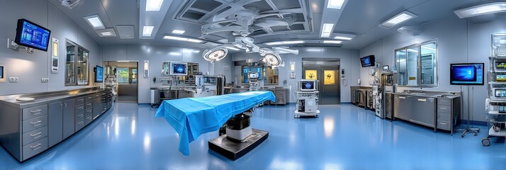 Modern High-Tech Surgical Operating Room with Advanced Equipment