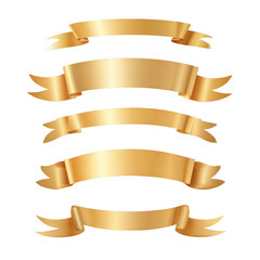 Fototapeta premium set of golden ribbon banners on a white background