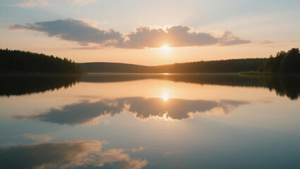 Fototapeta premium sunrise over the lake