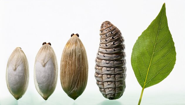 Silkworm Stages Of Development Egg Caterpillar Cocoon Pupa Butterfly