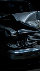 Dark Smashed Car Front Auto Crash