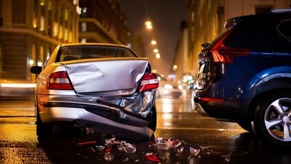 Night Car Crash Rear End Accident