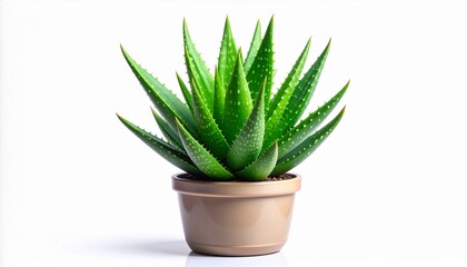 aloe vera plant  growing lush and healthy inside a clean modern pot
