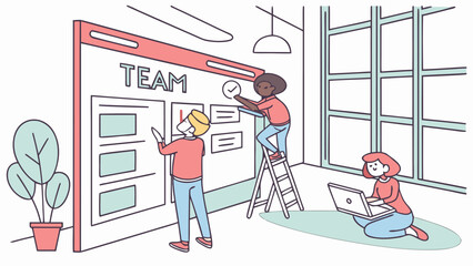 Collaboration and Innovation in the Workspace: A team of diverse professionals collaborating on a project.