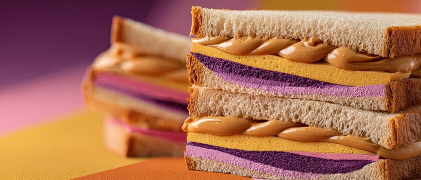 Abstract pbj sandwich silhouette in soft geometric layers
