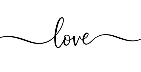 Calligraphic Word Love on White Background text calligraphy isolated on transparent background