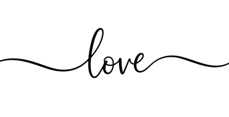 Calligraphic Word Love on White Background text calligraphy isolated on transparent background