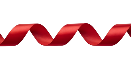 Red Satin Ribbon Swirl on White isolated on transparent background