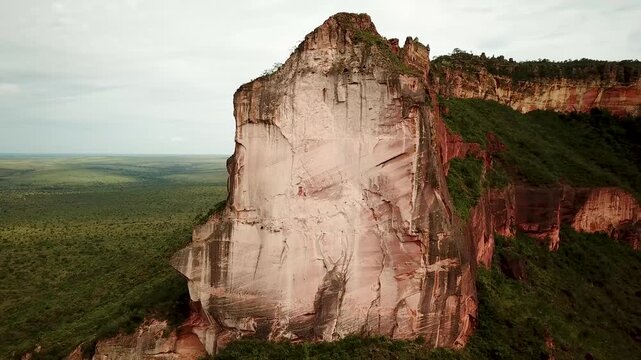 aerial drone footage of a table mountain rock in Jalapao National park. High quality 4k footage