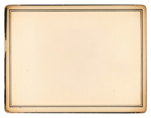 Vintage aged photo paper frame with elegant black border lines, isolated on a transparent background (PNG)