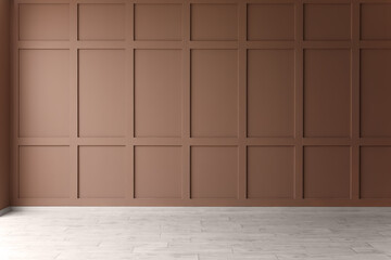 View of brown wall in big empty room