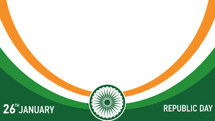 Celebration of Republic Day on 26th January with Indian flag colors and Ashoka Chakra symbol