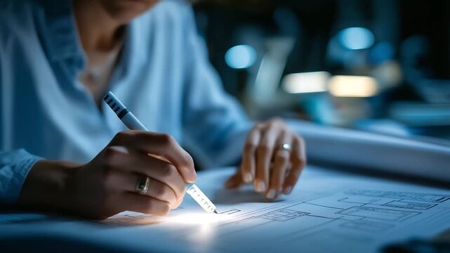 Home office smart light strip stuck on wrong color person uses a marker to circle a printed troubleshooting flowchart no readable text automation failure troubleshooting