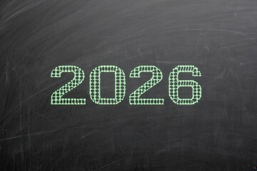 2026 Digital Year Formed Using Binary Code on Blackboard