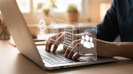 Digital transformation and human interaction with technology in a modern office setting