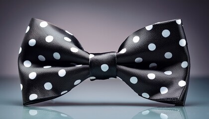 Classic Black And White Polka Dot Bow Tie On Grey Elegant Fashion Accessory For Design And Style