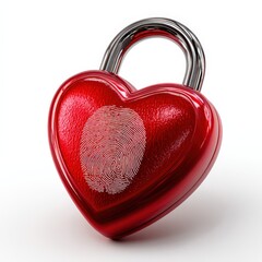 Red Heart Shaped Padlock with Fingerprint Biometric Security
