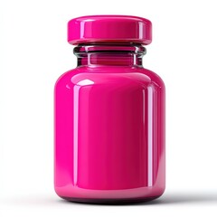 Glossy Pink Plastic Bottle Mockup Isolated on White Background