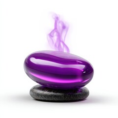 Smooth Purple Crystal on Zen Stone with Rising Smoke