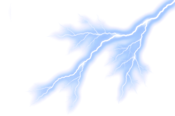 Realistic Lightning Overlay. Electric Storm Bolts. Thunderstorm Photo Effect. Energy Strikes Isolated on Transparent Background.