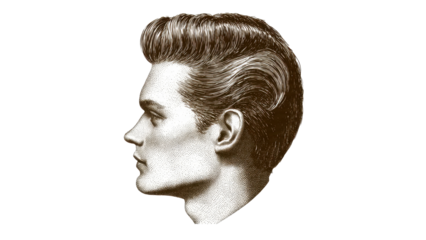 Engraved profile portrait of stylish man