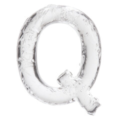 Transparent alphabet letters made of frozen ice and strange clear liquid texture, isolated on white, black and blue background. Surreal icy typography set in PNG with glossy liquid effect.