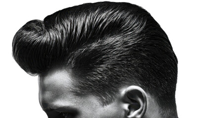 Fototapeta premium Man's Rockabilly Hairstyle in Black and White