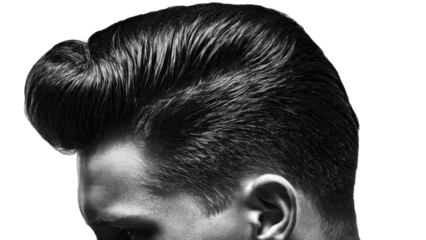 Man's Rockabilly Hairstyle in Black and White