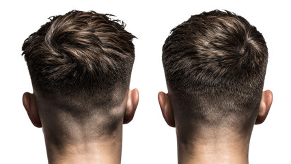 Man's short hairstyle, rear view