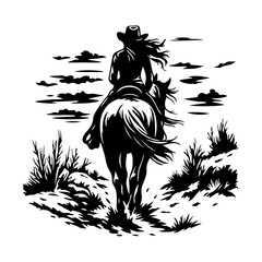  Cowgirl Rider Silhouette, Western Horseback Vector SVG