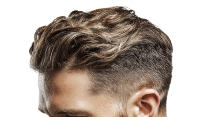 Man's stylish hair with texture and highlights